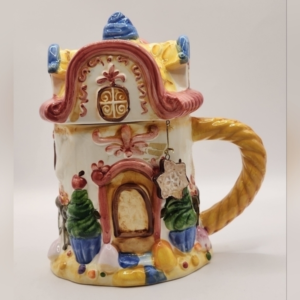 Holiday Seasons Hand Painted Ceramic Covered House Coffee‎ Mug/Candy Dish